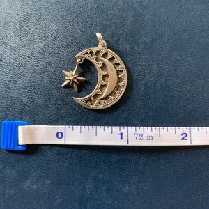Vintage sterling silver moon and star pendant
